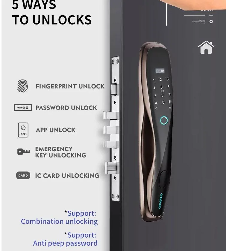 3D Face Recognition Anti-Theft Smart Home Fingerprint Unlocking Available for Residential Door Lock Five Ways Unlock