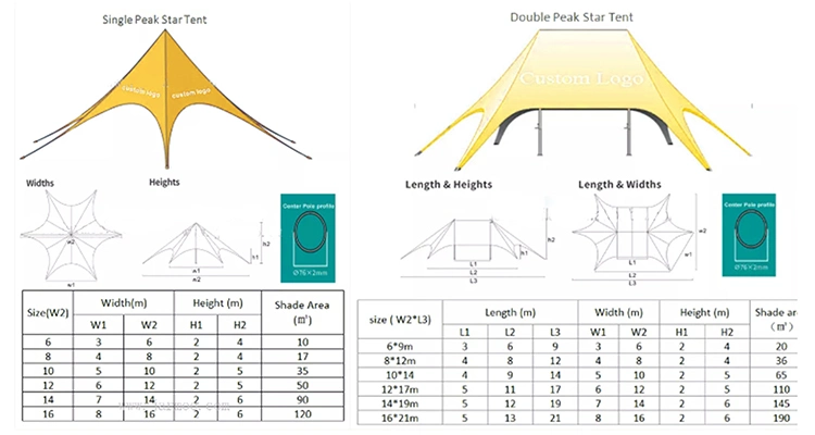 Weatherproof Tent with Star Spider Shape for Event