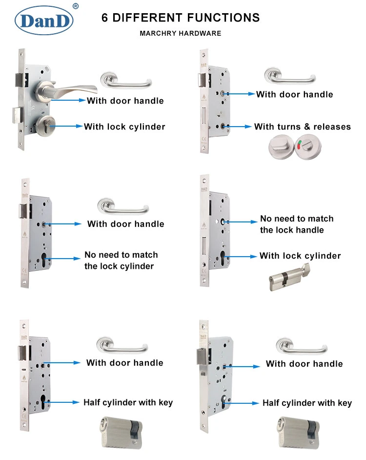 Home Style Door Hardware Round Head CE En1634 Fire Rated Mortise Lock