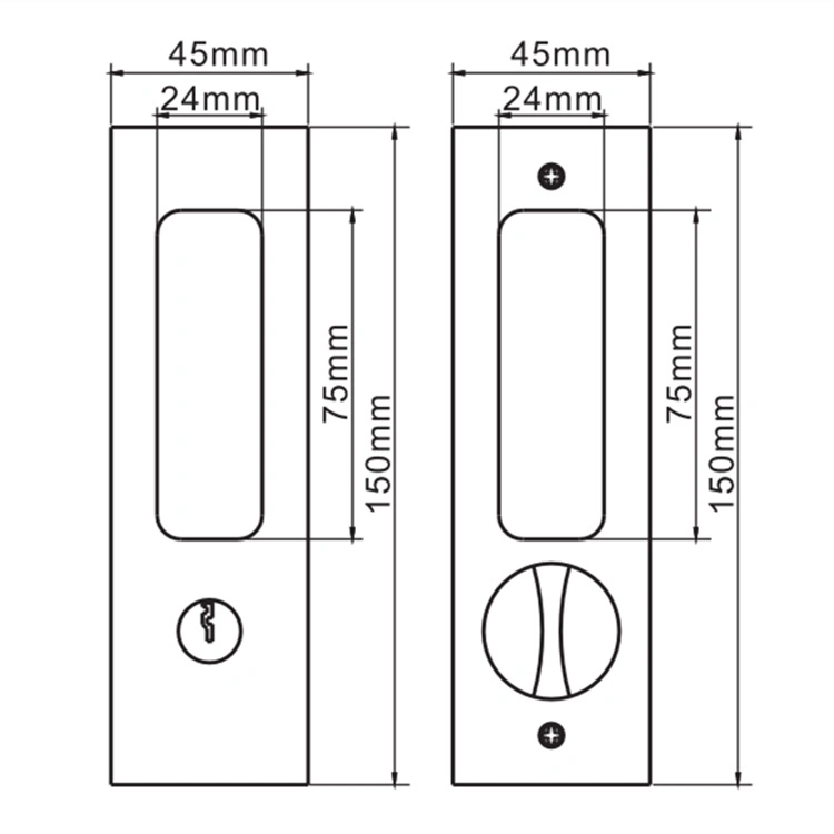 Lock 90 Degree Moving Door Right Angle Buckle Privacy Lock Stainless Steel Lock with Screw Home Sliding Moving Door Hardware