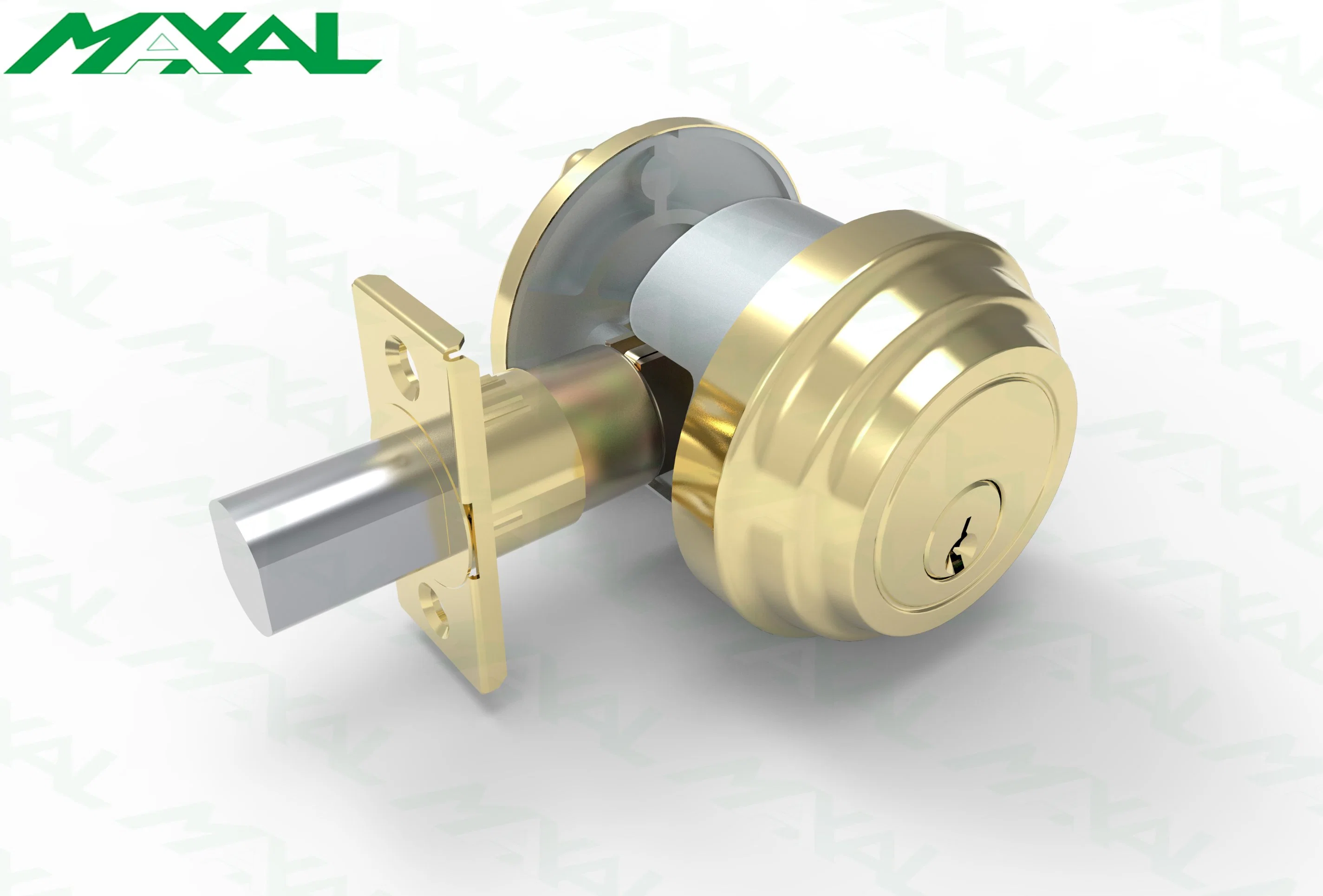 Set di serrature a catenaccio singolo cilindro rotondo in ottone lucidato Maxal con chiavi uguali