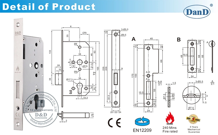 CE European Types Furniture Hardware Deadbolt Safe Office Door Lock