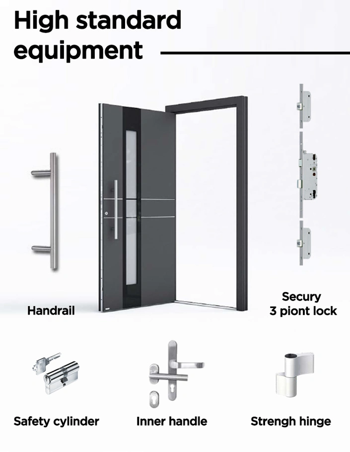 Aluminum Entrance Door with Security Mutil Point Smart Lock System House