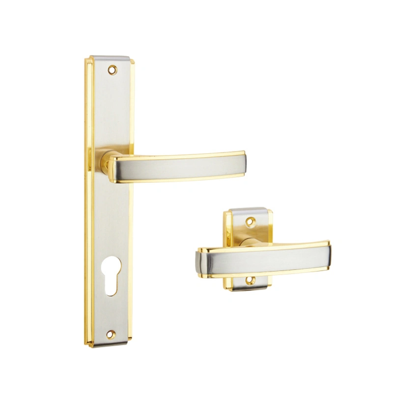 Wooden Door Lock Hardware Aluminum Zinc Alloy Door Pull Lever Handle with Plate