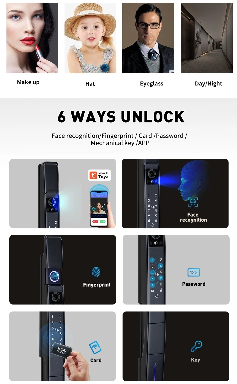 2024 New Product 3D Face Recognition Cat&prime;s Eye Camera Fingerprint Video Calling Remote Visual Intercom Smart Door Lock