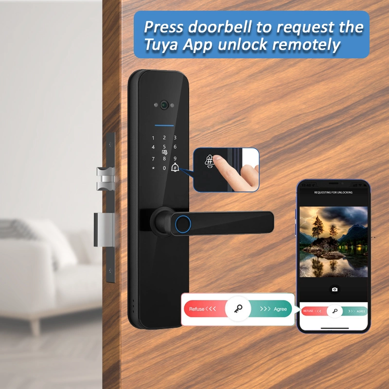 Wholesale Apartment Safe Tuya WiFi Door Camera Smart Lock with HD Screen