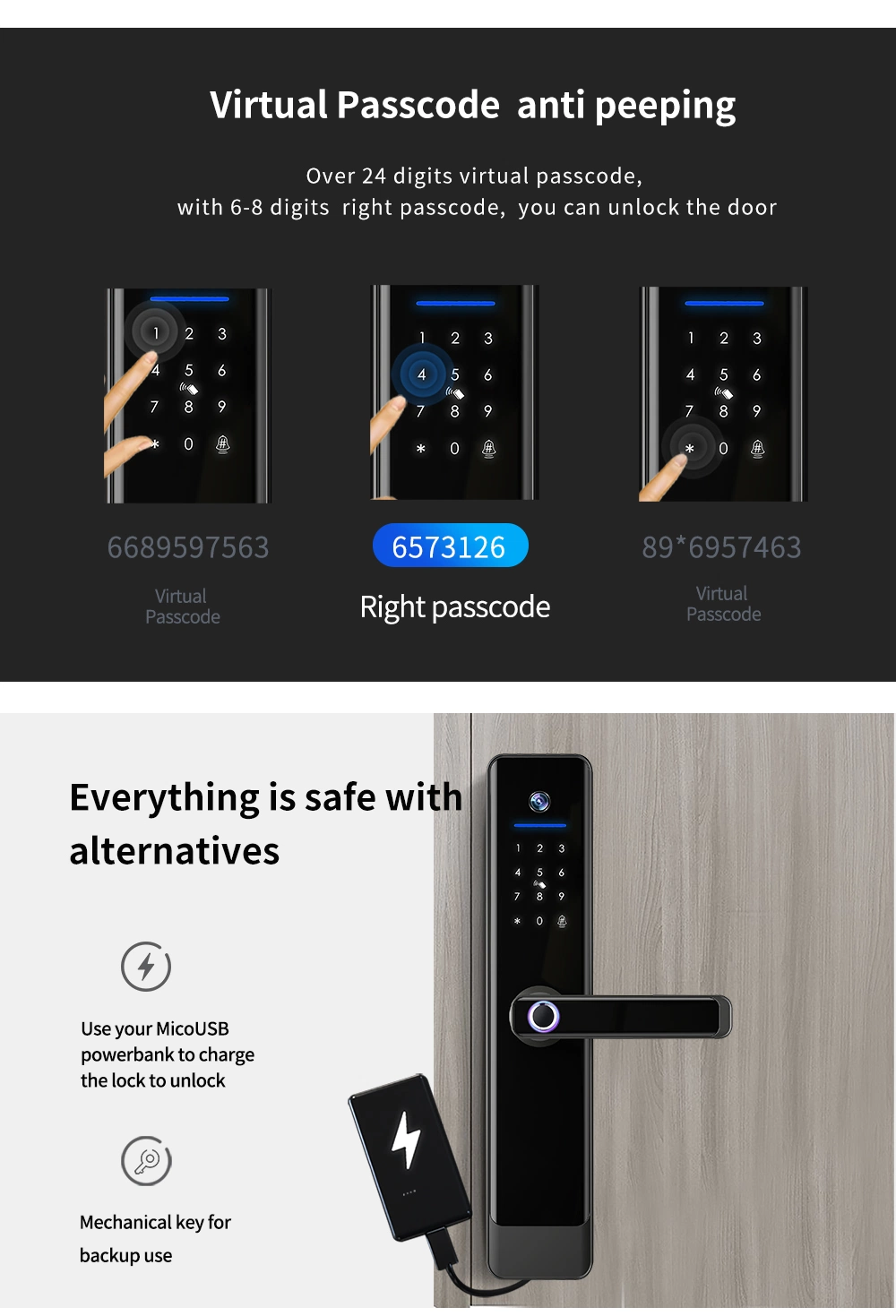 Guangdong Tuya Electronic Digital Sliding Handle Smart Door Lock with Camera