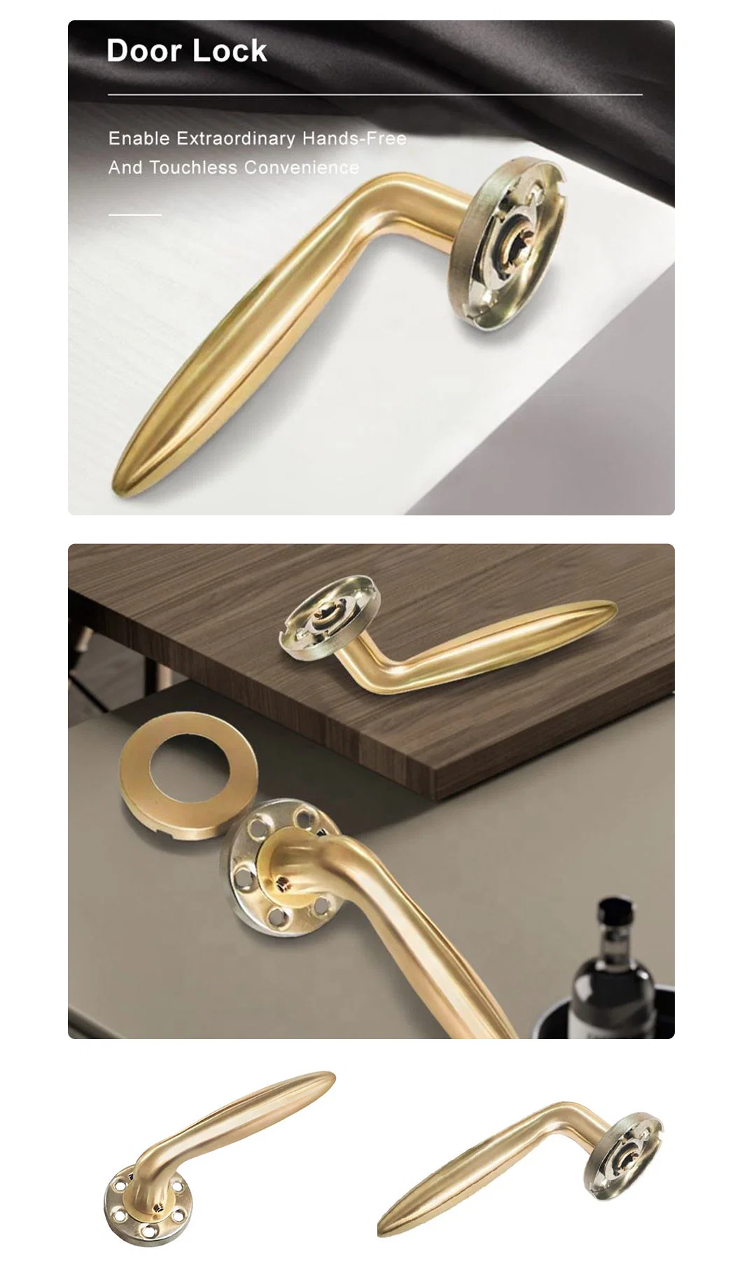 Hot Sale Hollow Lever Handles Door Lever Handle Gold Main Door Lock Mortise Cylinder Lock Set