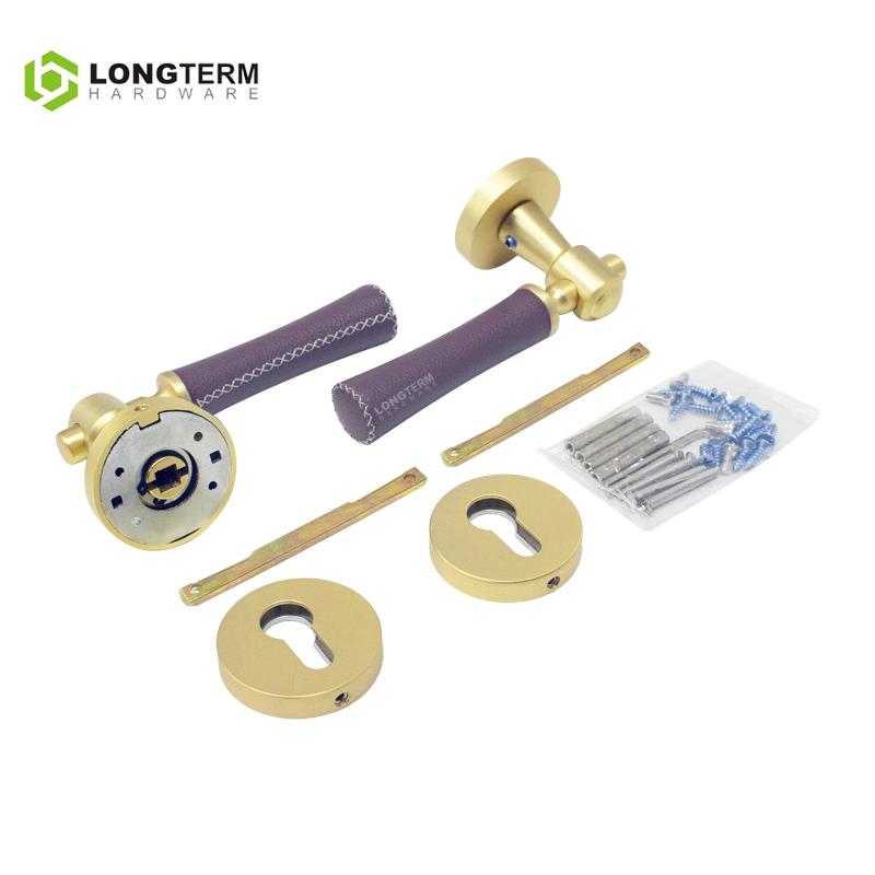 Zinc Alloy Leather Door Lock Set Modern Italian Style for Solid Wood Interior Door Lock