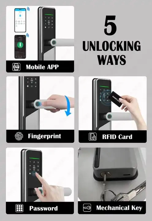 Security Keyless Entry Fingerprint Door Lock WiFi Tuya APP Electronic Keypad