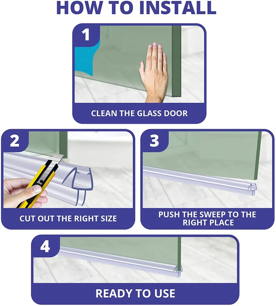 180 Degree Magnetic PVC Seal Frameless Glass Window Seal Weatherstrip