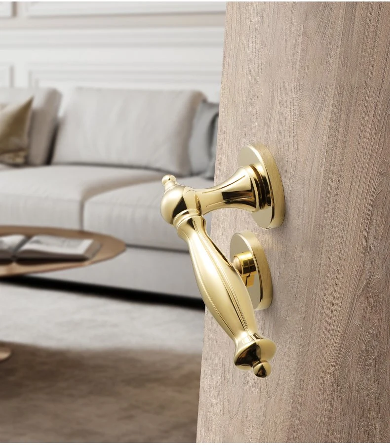 Hot Sale Quality Brushed Brass Indoor Lock Hotel Room Door Handle Design Lever Door Handles for Bedroom Lock