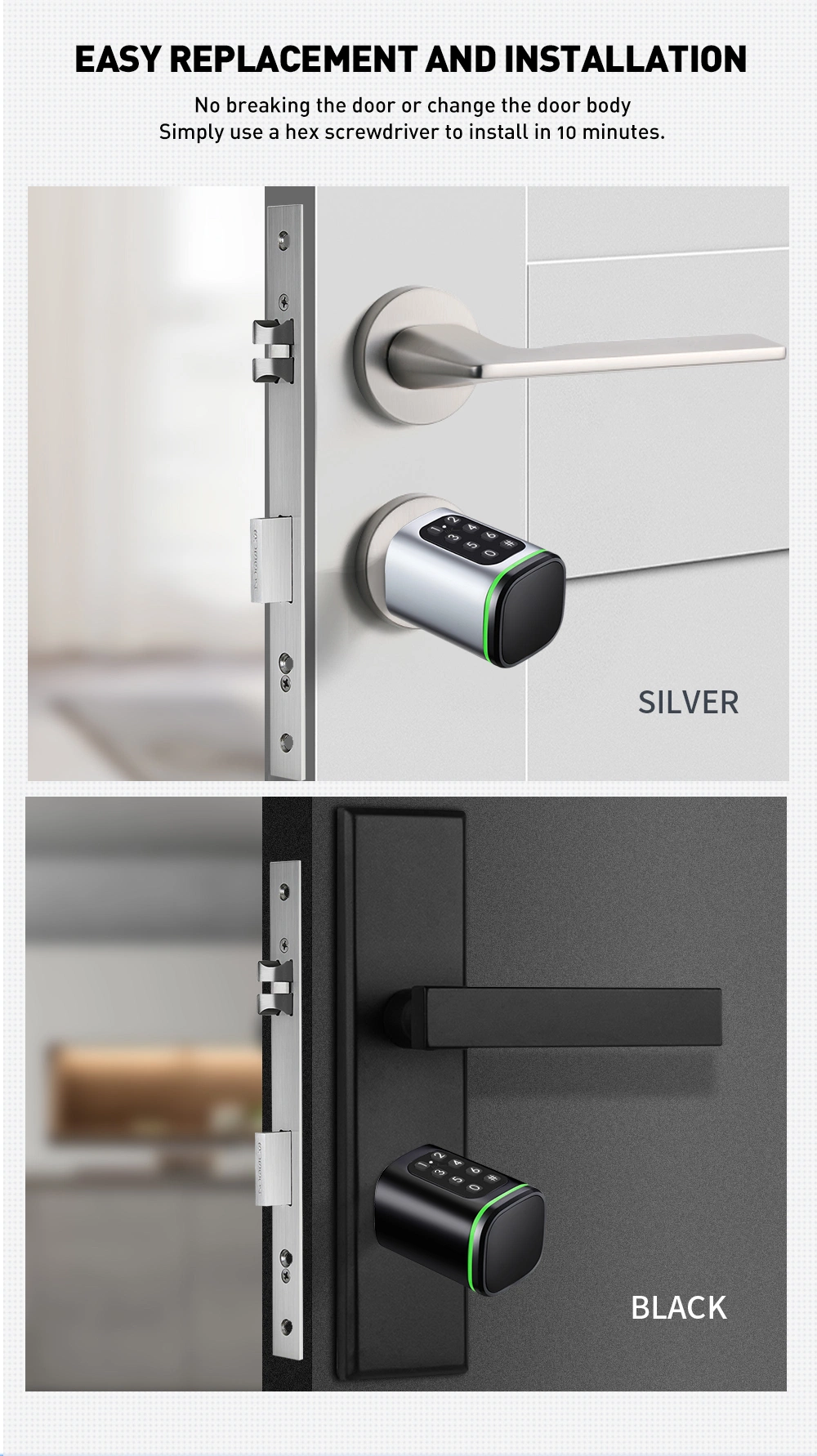 Tuya APP Adjustable Cylinder Size Waterproof Smart Cylinder Lock