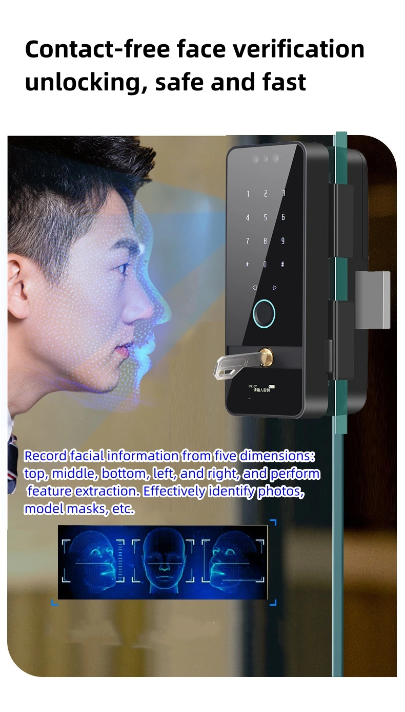 New Product Custom Smart Lock Office Glass Door Lock Digital Password Keypad Code Fingerprint Smart Card Keyless Door Lock