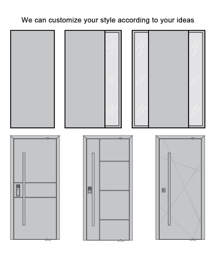 Customized Home Front Aluminum Security Entry Door with Smart Fingerprint Lock S Luxury Villa Entrance Iron Stainless Steel Door