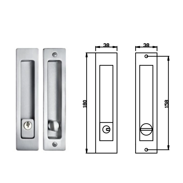 Brushed Silver Privacy Pocket Sliding Door Lock Without Key