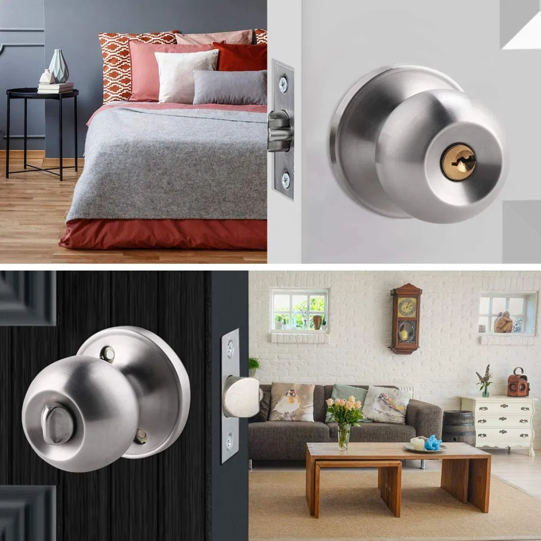 Door Furniture Hardware Tubular Round Ball Knob Door Lock Keyed Keyless by Aluminum Alloy Steel Iron for Passage/Entrance/Privacy/Storeroom Lock