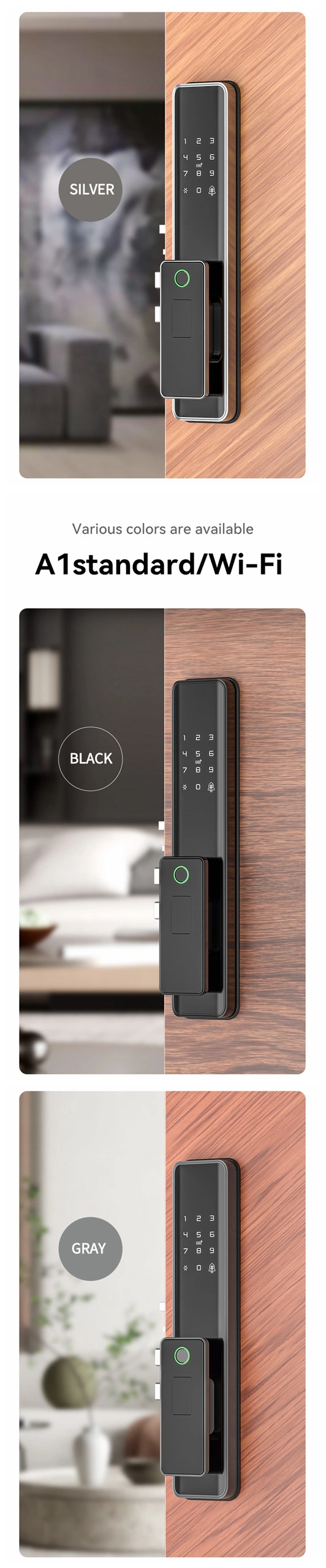 OEM Lock Manufacturer WiFi Tuya APP Remote Unlock Fingerprint Smart Wooden Digital Smart Life Door Lock with Camera