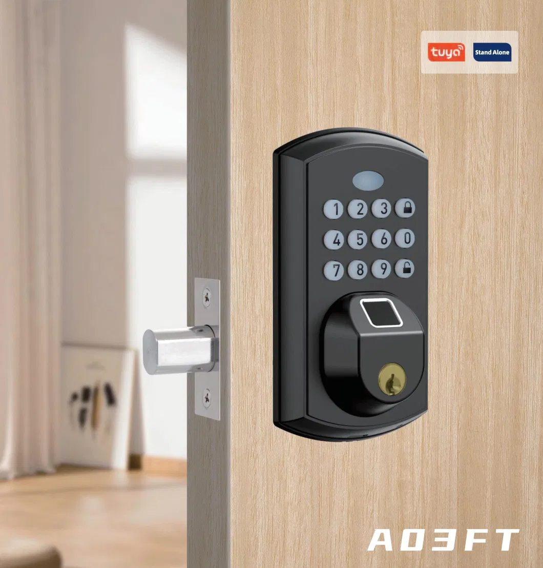 Tuya APP WiFi Control Fingerprint Automatic Door Lock Smart Keyless Digital Keypad American Standard Door Lock