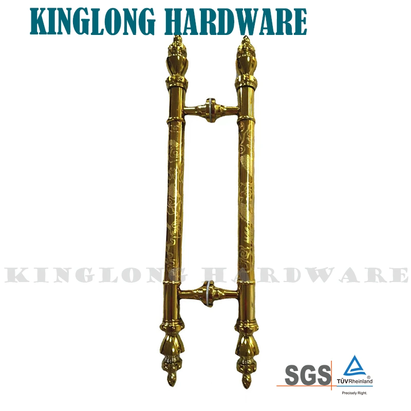 Unique Design Antique Copper Aluminum Carving Glass Door Gold Pull Handle Villa Gate Handle