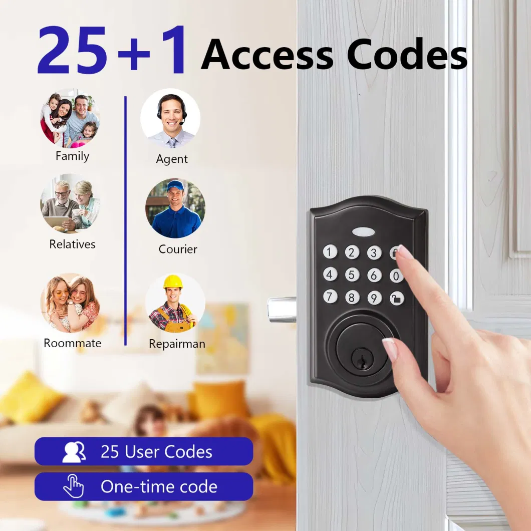 Front Door Handleset Smart Deadbolt Keyless Door Handle Combination Lock Zinc Alloy