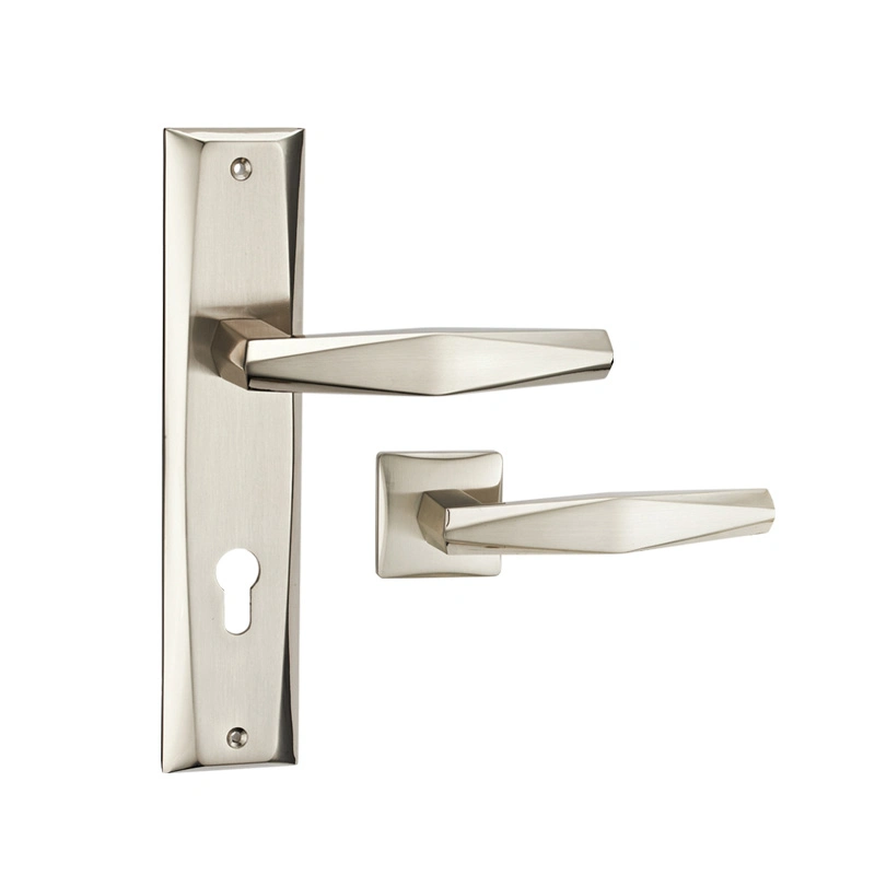 Wooden Door Lock Hardware Aluminum Zinc Alloy Door Pull Lever Handle with Plate