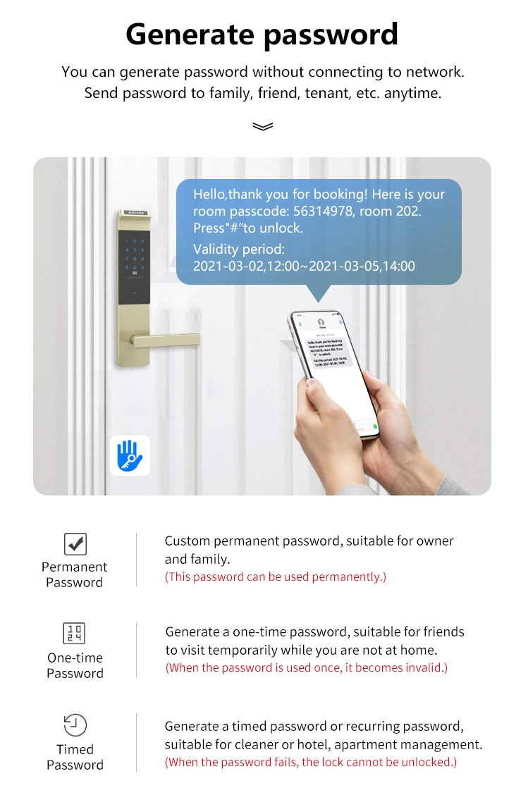 Hotel Apartment Office Wooden Door Keyless Smart Digital Lock with Ttlock APP