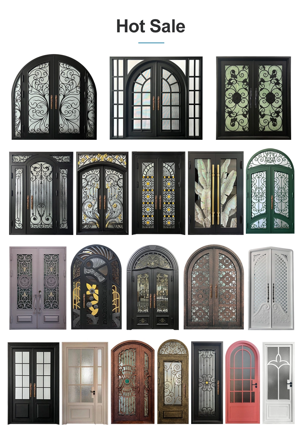 Socool Golden Color Design Double Iron Front Steel Main Wrought Door