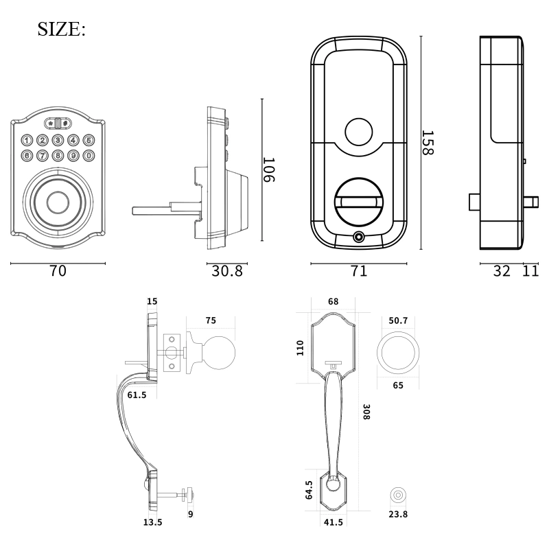 Zinc Alloy Material Smart Entrance Lock Tuya APP