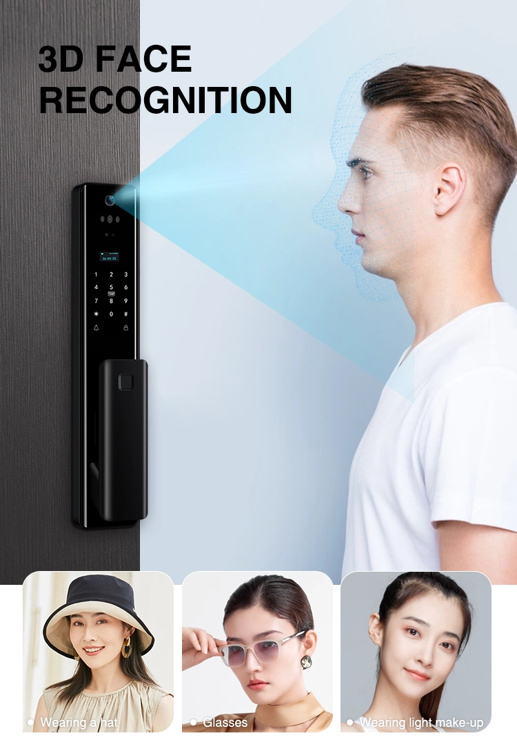 Smart Lock with Camera Fingerprint WiFi APP Control 3D Face Recognition Gate Lock Handle Smart Home Door Lock