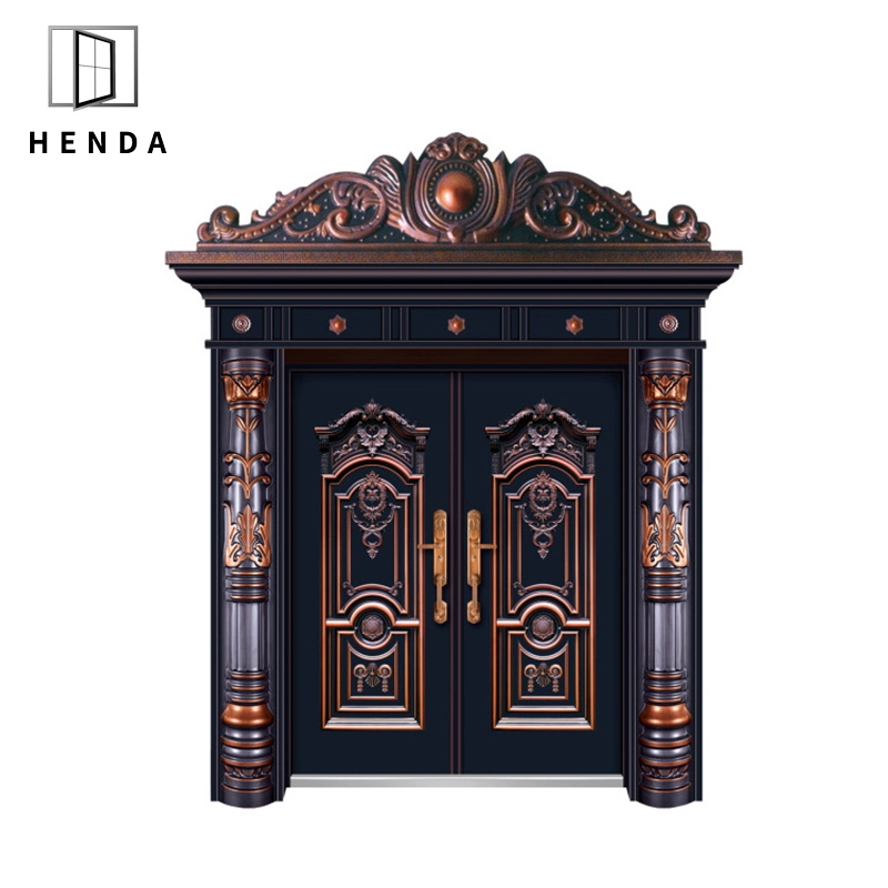 Exterior Doors House Entrance Copper Opening Door Main Gate for Security with Handle and Key Locks Passward Lock