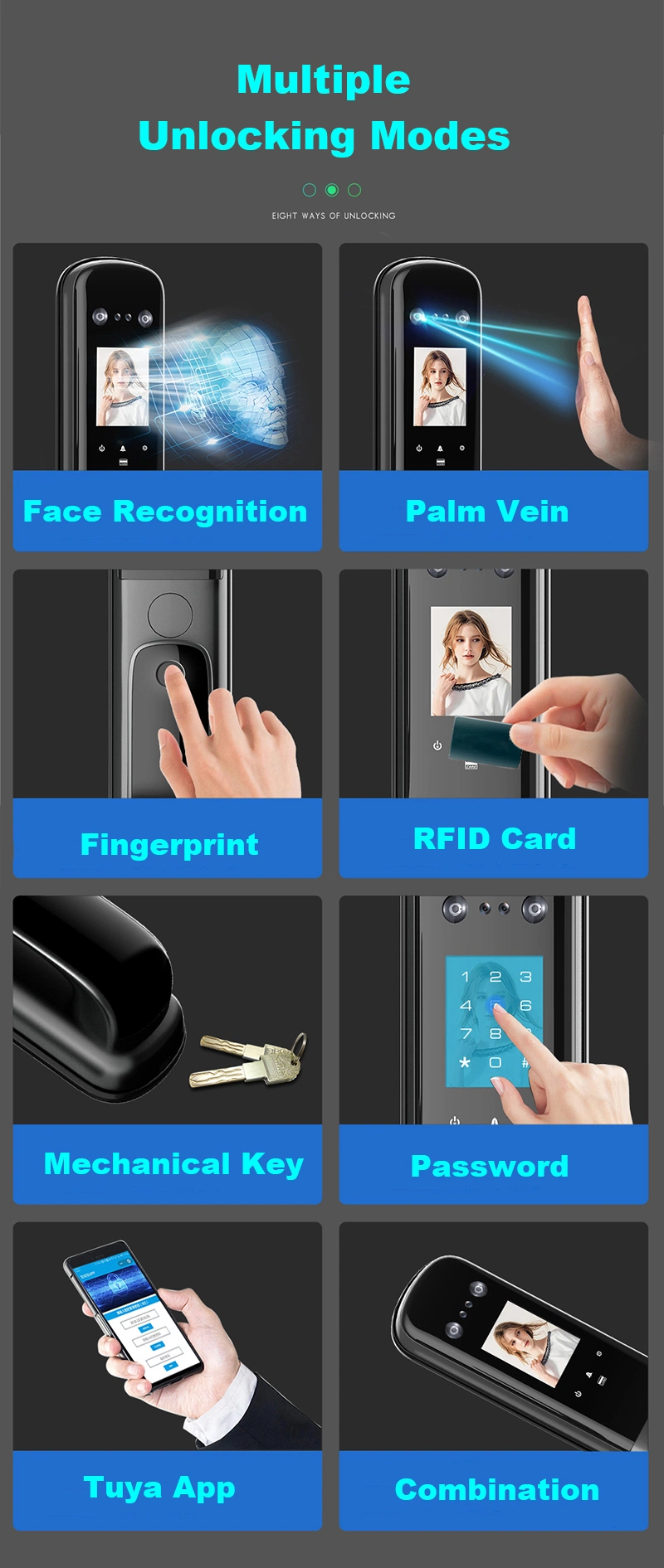 Automatic Smart Door Lock Tuya WiFi APP Face Recognition Smart Lock