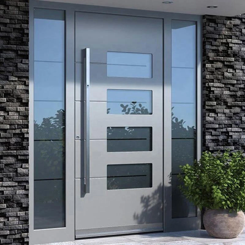 Luxury Smart Lock Steel Residential Main Entrance Design Modern Steel Front Doors