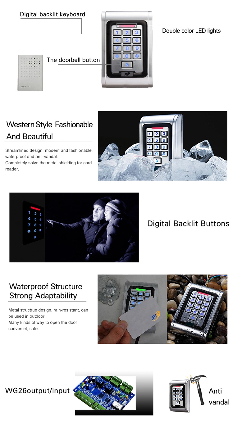 IP68 Waterproof Stainless Steel Access Control Reader Keypad Access Control Fidkeypad