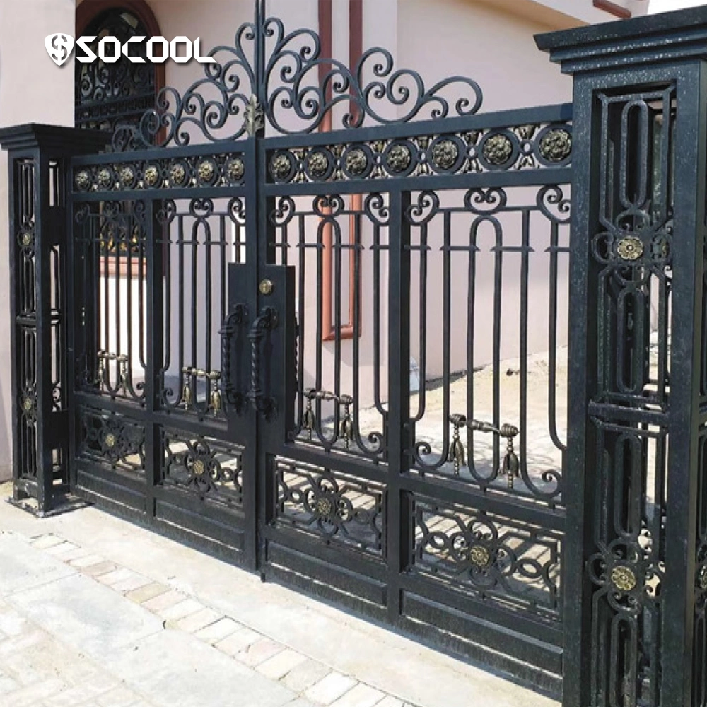 Socool Golden Color Design Double Iron Front Steel Main Wrought Door