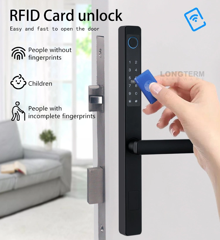 Waterproof Security Wireless Electronic Tuya Fingerprint Smart Door Lock for Glass Door