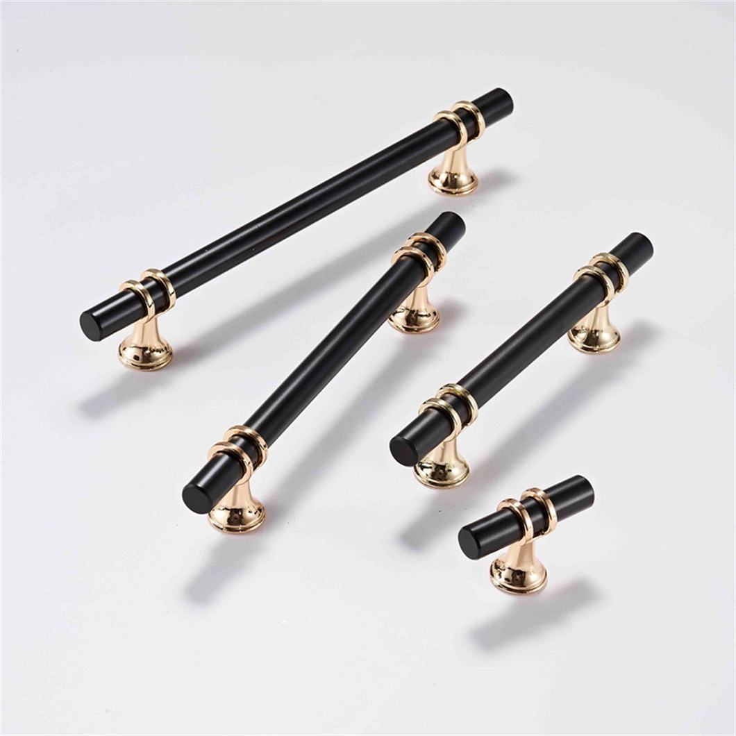 American Style Cabinet Drawer Wardrobe Aluminum Alloy Furniture Handle Hardware Black Gold Handle Door Handle