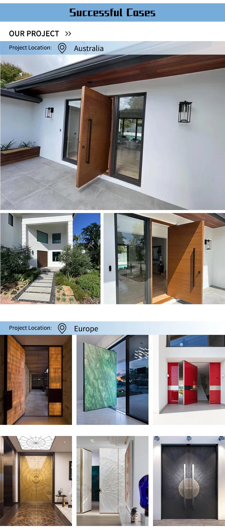 Good Price Front Entry Door Modern Smart Lock Entrance Pivot Door