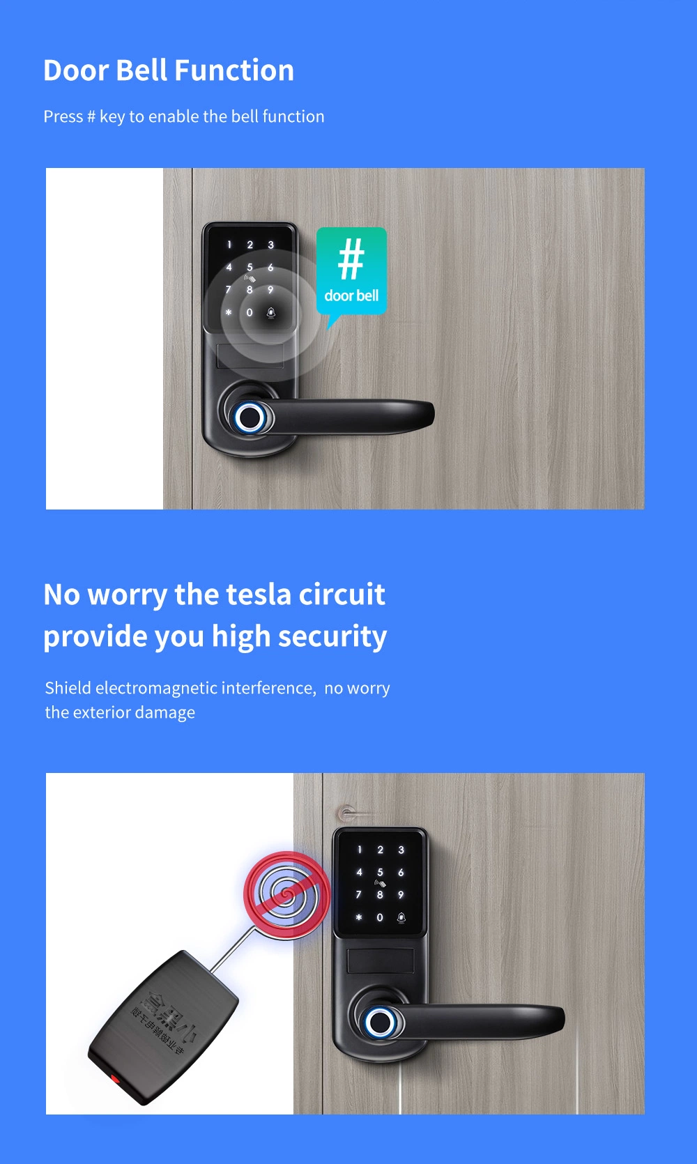 High Safety Smart Lock for Apartment Office Hotel Fingerprint Lock Doorbell