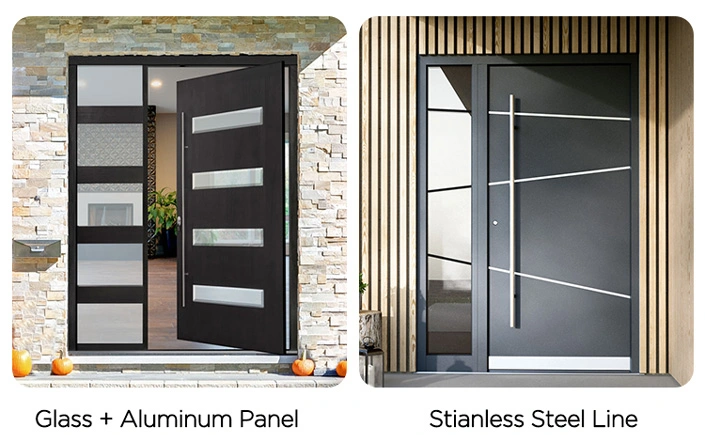 Aluminum Entrance Door with Security Mutil Point Smart Lock System House