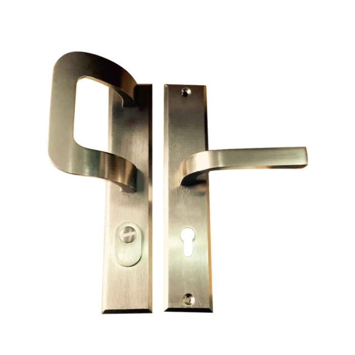 Zinc Alloy Kitchen Interior Double Sided Long Lever Type Wooden Door Lock Set Handle on Plate