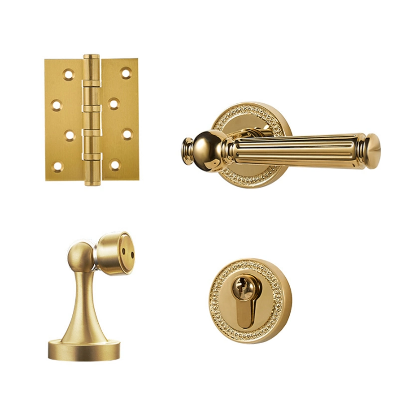 Chinese Manufacturers Custom Mute All Copper Room Wooden Door Lock Gold Home Door Handle