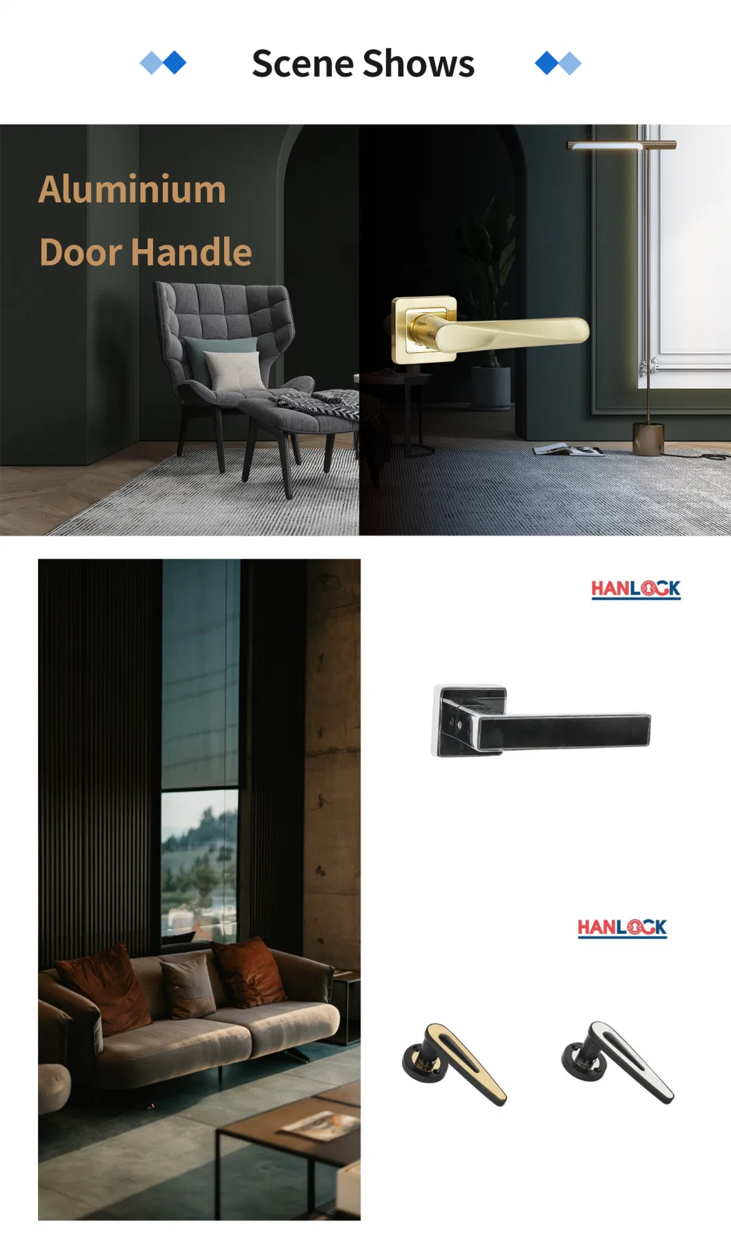 Vintage Wholesale Customized Brass/Gold Color Knurled Front Door Handles for Customization