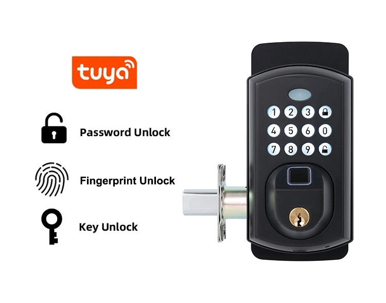 Tuya APP WiFi Control Fingerprint Automatic Door Lock Smart Keyless Digital Keypad American Standard Door Lock