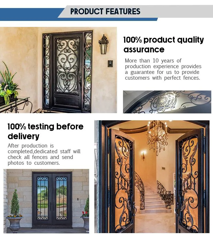 Custom Wrought Iron Door Design Double Main Gate Iron Steel Doors