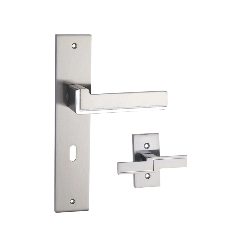 Wooden Door Lock Hardware Aluminum Zinc Alloy Door Pull Lever Handle with Plate