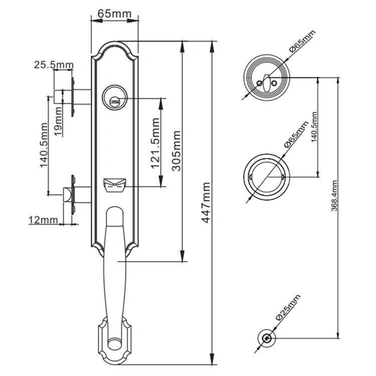 Home Basic Solid Zinc Alloy Keys Handle Mechanical Door Lock