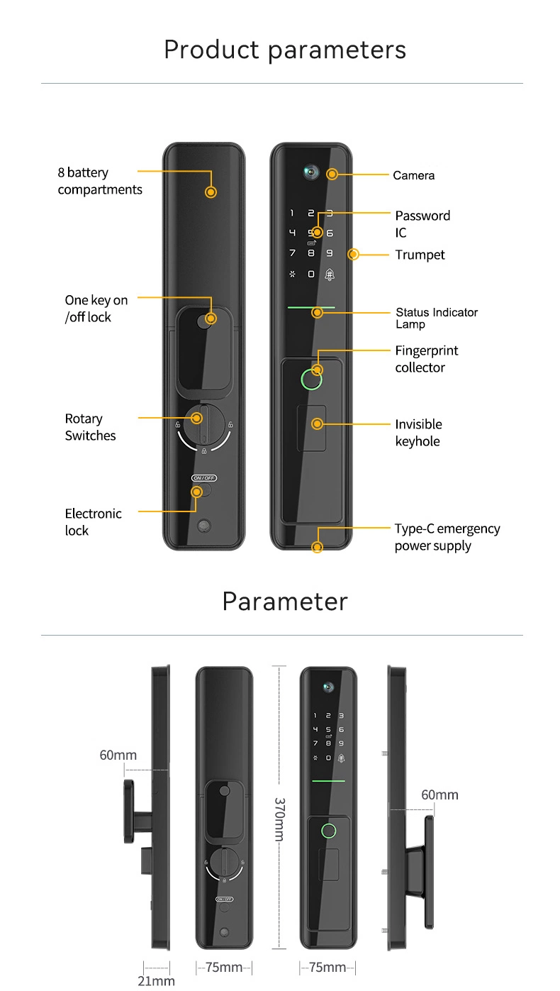 OEM Lock Manufacturer WiFi Tuya APP Remote Unlock Fingerprint Smart Wooden Digital Smart Life Door Lock with Camera