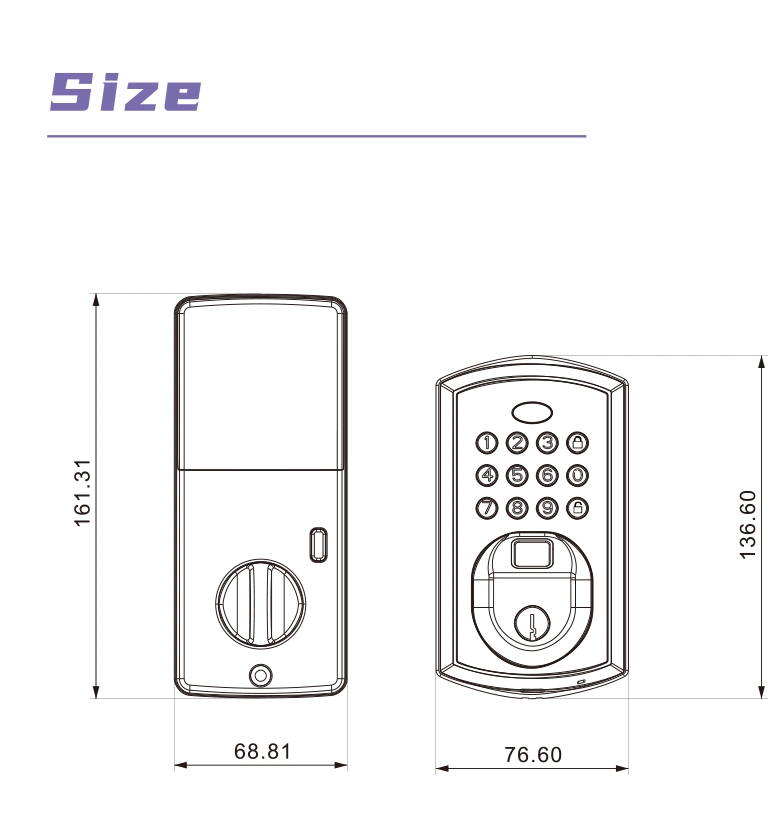 Tuya APP WiFi Control Fingerprint Automatic Door Lock Smart Keyless Digital Keypad American Standard Door Lock