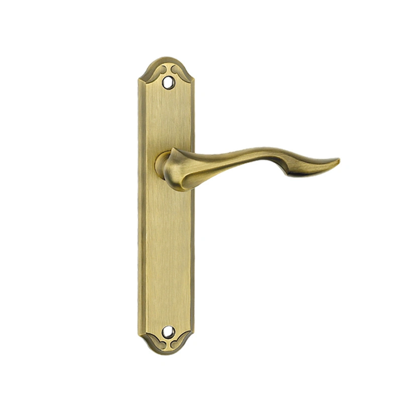 Wen Zhou Door Locks Aluminum Zinc Alloy Interior Gold Door Handle with Plate